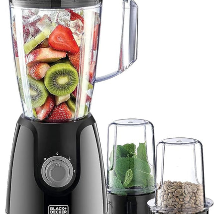 BLACK+DECKER Blender with Grinder Mills, 400W Power, 1.5L with 300ml 2 Grinding Mills,