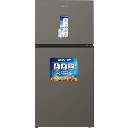 ثلاجة كروم ذات الفريزر العلوي، فضي داكن، KR-RFF700TI