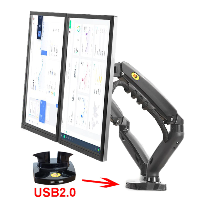 NB F160 Dual Monitor Desk Mount Stand Full Motion Swivel Computer Monitor Arm for Two Screens 17-27 Inch