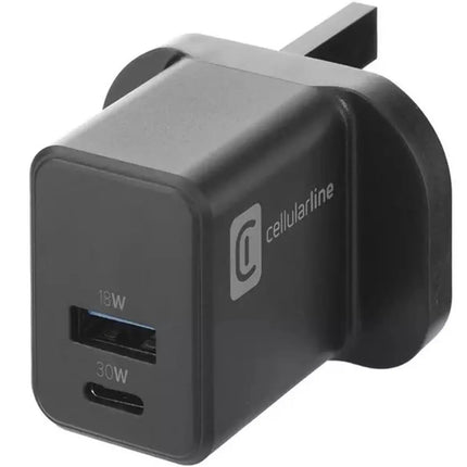Cellularline 30W GaN USB-C PD Charger, ACHUSBGAN2PD30WUKK