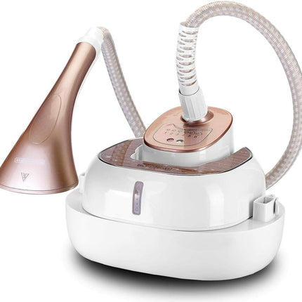 Digital Garment Steamer with Ironing Board, 6 Adjustable Steam Levels, 2.0L Detachable Water Tank, Quick Heat-Up, Anti-Kink Tube, Include Accessories, 2 L 2000 W GSTD2050-B5 White/Gold