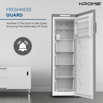 Krome Single Door Upright Freezer 270L Inox – KR-UF270IM