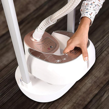 Digital Garment Steamer with Ironing Board, 6 Adjustable Steam Levels, 2.0L Detachable Water Tank, Quick Heat-Up, Anti-Kink Tube, Include Accessories, 2 L 2000 W GSTD2050-B5 White/Gold