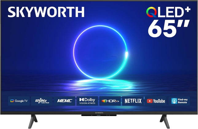 Skyworth 65-Inch QLED+ Google TV, 120Hz Refresh Rate, Model 65Q6820H, 2025