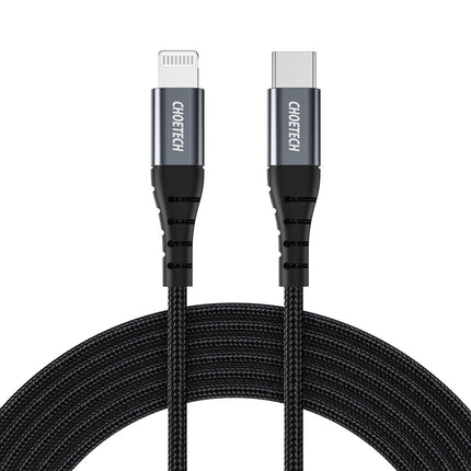 Choetech IP0039 USB-C to Lightning MFi nylon braided cable, black