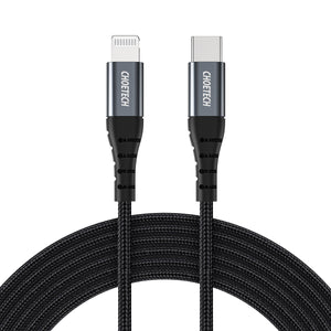 Choetech IP0039 USB-C to Lightning MFi nylon braided cable, black