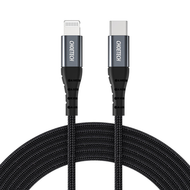 Choetech IP0039 USB-C to Lightning MFi nylon braided cable, black