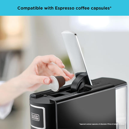 Black+Decker Capsule Coffee Machine 20 Bar, 1140W, CCM100 - view 6