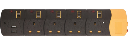Clikon 4WAY+2USB SOCKET WITH INDIVIDUAL DUAL POLE Switches-3M (CK584)