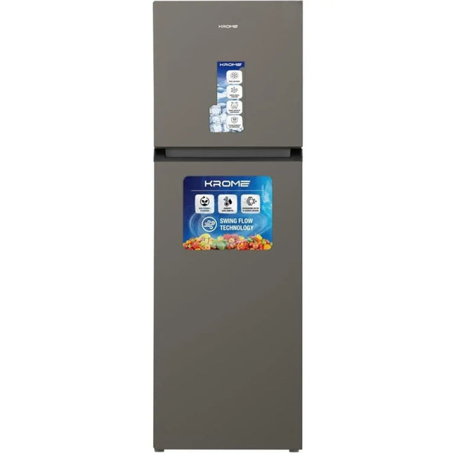 Krome Top Mount Refrigerator 286L Dark Silver – KR-RFF370TI