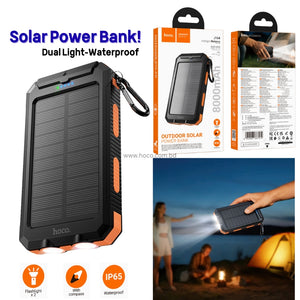 Hoco J164 8000mAh solar power bank with dual LED lights
