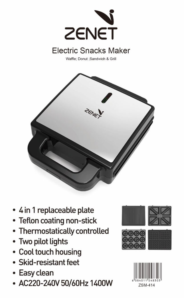 Zenet 4-in-1 Sandwich Maker, ZSM-414