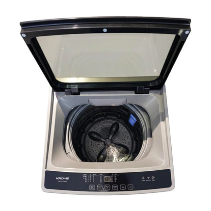 Krome KR-WTL100SS - lid open showing stainless steel drum and control panel
