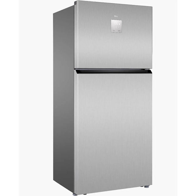 TCL P787TMIN top mount refrigerator, Inox - angled view