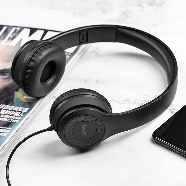 HOCO W21 Graceful Charm wired on-ear headphones black