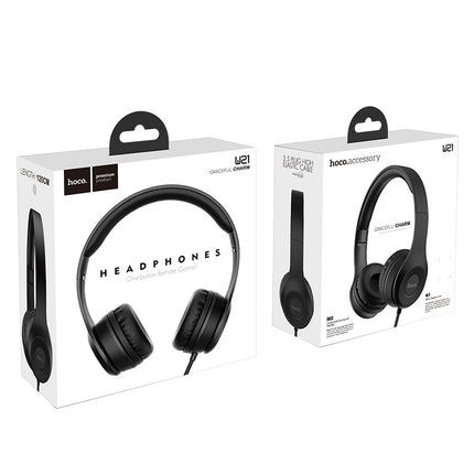 HOCO W21 Graceful Charm wired on-ear headphones purple