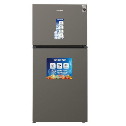 Krome KR-RFF800TI 800L Double Door No Frost Refrigerator, Dark Silver