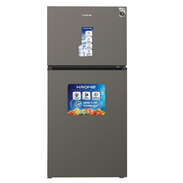 Krome KR-RFF800TI 800L Double Door No Frost Refrigerator, Dark Silver