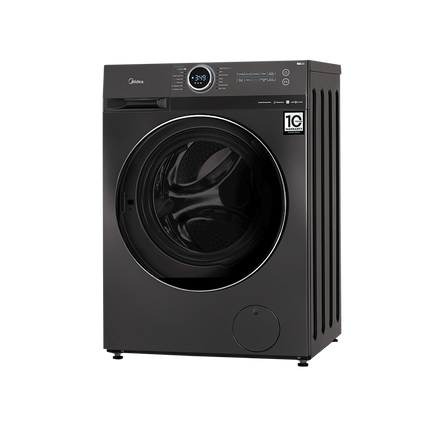 Midea MF200D80WB/T washer dryer, Titanium - angled